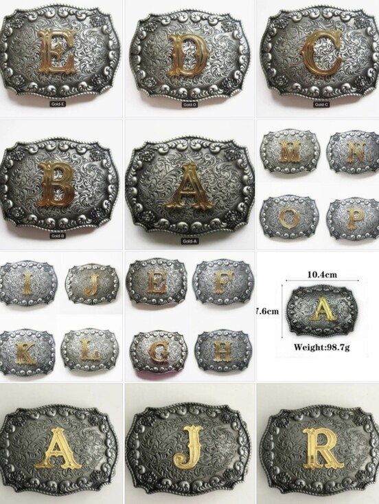 Letter M Initial western belt buckle A - Z Available Upon Request main image 6
